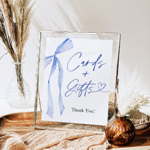 Blauw lint Kaarten en Cadeaus Bord Poster