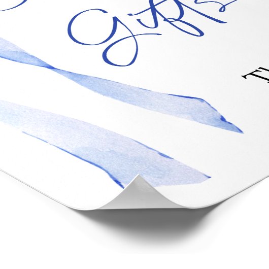 Blauw lint Kaarten en Cadeaus Bord Poster (Hoek)