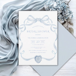 Blauw lint kader vintage bruidsdouche kaart