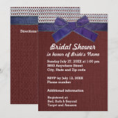 Blauw lint, kant, Vrijgezellenfeest met rode omhul Kaart (Voorkant / Achterkant)