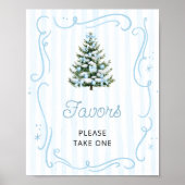 Blauw lint Kerstboom Baby Shower Favoren Poster (Voorkant)
