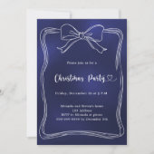Blauw lint kerstfeest kaart (Voorkant)
