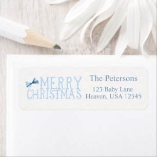 Blauw lint Kerstmis Retourlabel Etiket