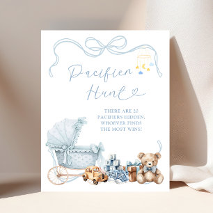 Blauw lint koets baby shower speen jacht poster