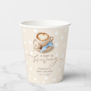 Blauw lint koffie baby is op komst baby shower papieren bekers