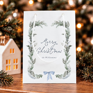 Blauw lint krans botanische Kerstmis Klein Cadeauzakje