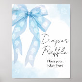 Blauw lint Little Boo Shower Luier Raffle Bord Poster (Voorkant)