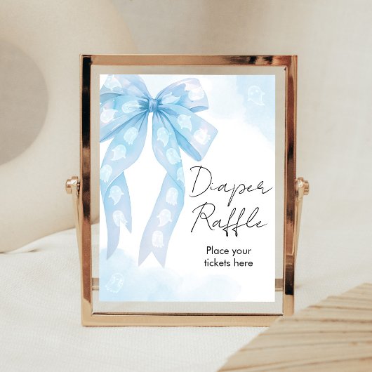 Blauw lint Little Boo Shower Luier Raffle Bord Poster