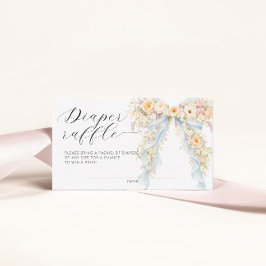 Blauw lint luierspel lot voor babyshower informatiekaartje