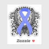 Blauw lint met vleugels sticker (Vel)