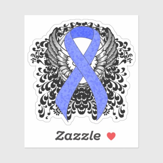 Blauw lint met vleugels sticker (Vel)