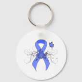 Blauw lint met vlinder sleutelhanger (Voorkant)