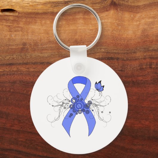 Blauw lint met vlinder sleutelhanger (Voorkant)