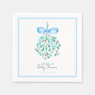 Blauw lint & Mistletoe Waterverf Baby shower Servet