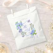Blauw lint monogram bruiloft bedankzakje (Geknipt)