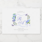 Blauw lint Monogram Bruiloft Likeurfles Etiket (Enkel label)
