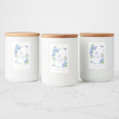 Blauw lint Monogram Bruiloft Voedselcontainer Etiket (Flessen)