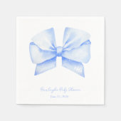 Blauw lint Monogram Coquette gepersonaliseerd Servet (Voorkant)