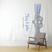 Blauw lint oneindig hart trouw achtergrond wandkleed (In Situ (horizontaal))