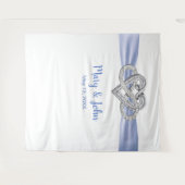 Blauw lint oneindigheid hart trouw achtergrond wandkleed (Voorkant (horizontaal))