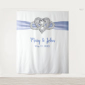 Blauw lint oneindigheid hart trouw achtergrond wandkleed (Voorkant)