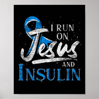 Blauw lint op Jezus en Insuline Diabetes Aw Poster