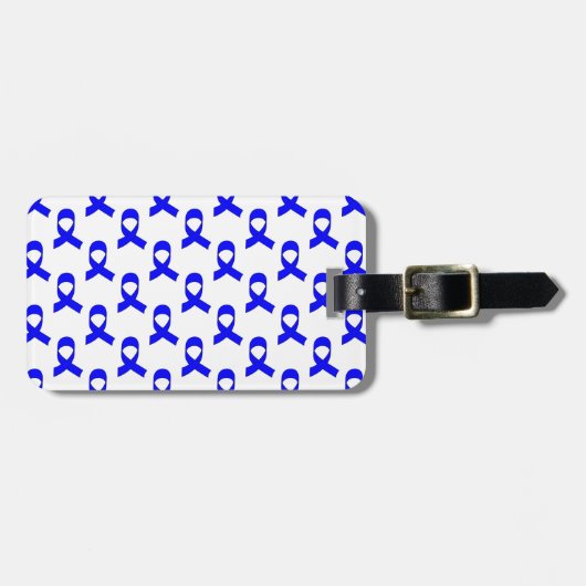 Blauw lint patroon bagagelabel (Voorkant horizontaal)