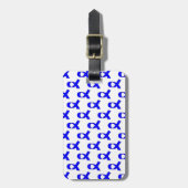 Blauw lint patroon bagagelabel (Voorkant verticaal)