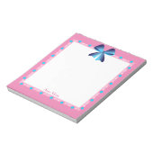 Blauw lint roze Deco lijst aangepast Notitieblok (Linkerzijde)