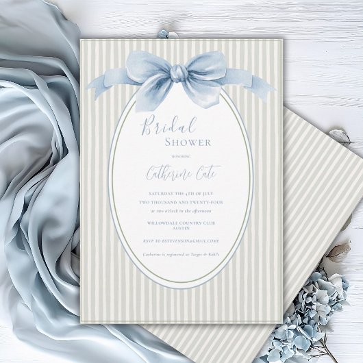 Blauw lint saliegroen Whimsical bruids- Kaart