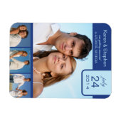 Blauw lint save the date magneet (Horizontaal)