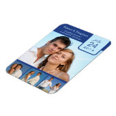 Blauw lint save the date magneet (Linkerzijde)