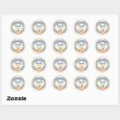 Blauw lint schommelpaard bedank sticker (Vel)
