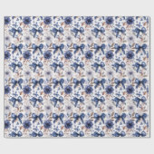 Blauw lint strik coquette esthetische grootduizend cadeaupapier (Vlak)