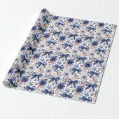 Blauw lint strik coquette esthetische grootduizend cadeaupapier (Uitgerold)