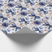 Blauw lint strik coquette esthetische grootduizend cadeaupapier (Hoek)