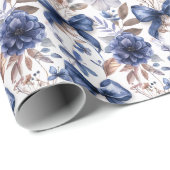 Blauw lint strik coquette esthetische grootduizend cadeaupapier (Rol Hoek)