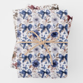 Blauw lint strik coquette esthetische grootduizend inpakpapier vel (In situ)