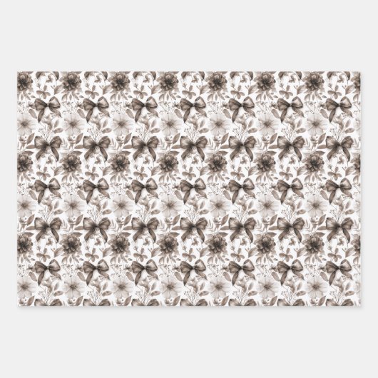 Blauw lint strik coquette esthetische grootduizend inpakpapier vel (Voorkant 3)