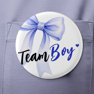 Blauw lint team jongen lintje cute babyfeestje ronde button 5,7 cm