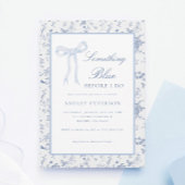 Blauw lint toile iets blauws bruidsmeisjesfeest kaart