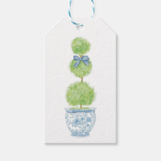 Blauw lint Topiary cadeaukaart Chinoiserie Cadeaulabel