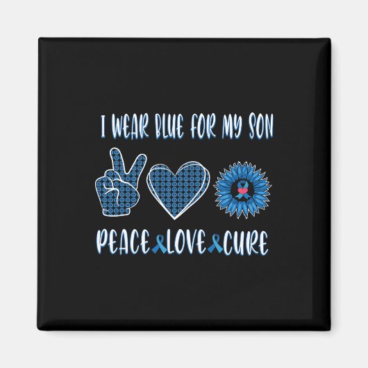 Blauw lint voor mijn zoon november diabetes magneet (Voorkant)