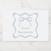 Blauw lint vrijgezellenfeest champagne sparkling wijnetiket (Enkel label)