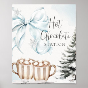 Blauw lint warme chocolademelk bord baby shower poster