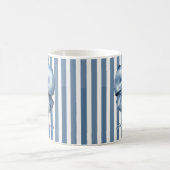 Blauw lint waterverf streepdesign koffiemok (Center)
