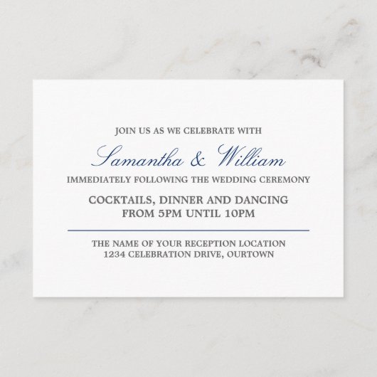 Blauw lint Winter Bruiloftsreceptie Bijlage (Achterkant)