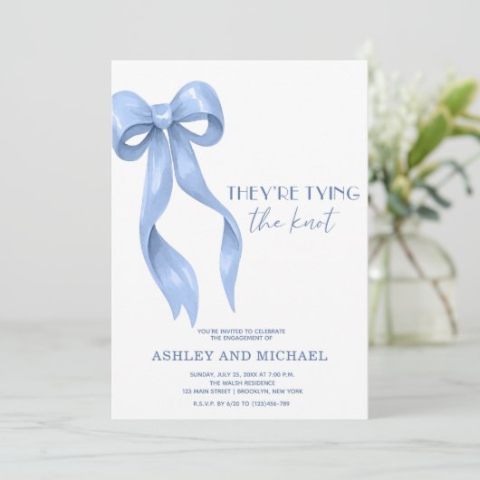 Blauw lint Ze gaan de knoop doorhakken Verloving F Kaart (Staand voorkant)