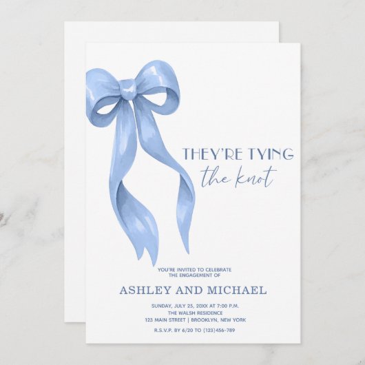 Blauw lint Ze gaan de knoop doorhakken Verloving F Kaart (Voorkant / Achterkant)