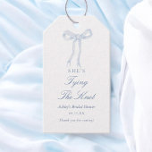 Blauw lint ze knoopt de knoop bruids douche cadeaulabel
